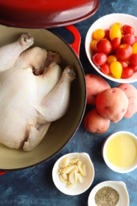 Organic Baked Lemon Chicken Thyme in a pot prep