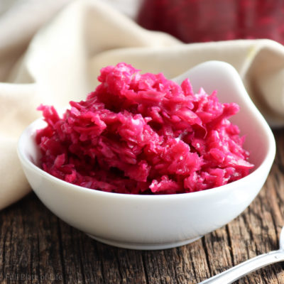 Organic Pink Sauerkraut Using Bubbies Brine