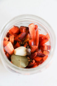 Organic Carrots with spices to ferment